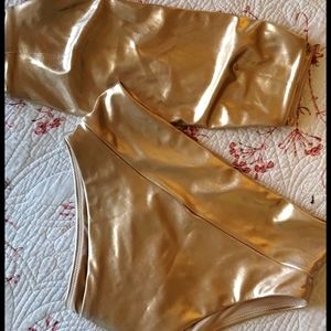 Aerie gold two piece swim suit, very shiney!